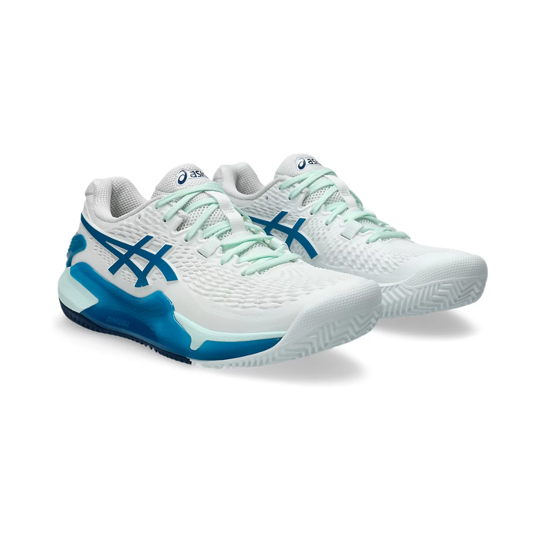 Gel-Resolution 9 Clay Women White/Teal Blue