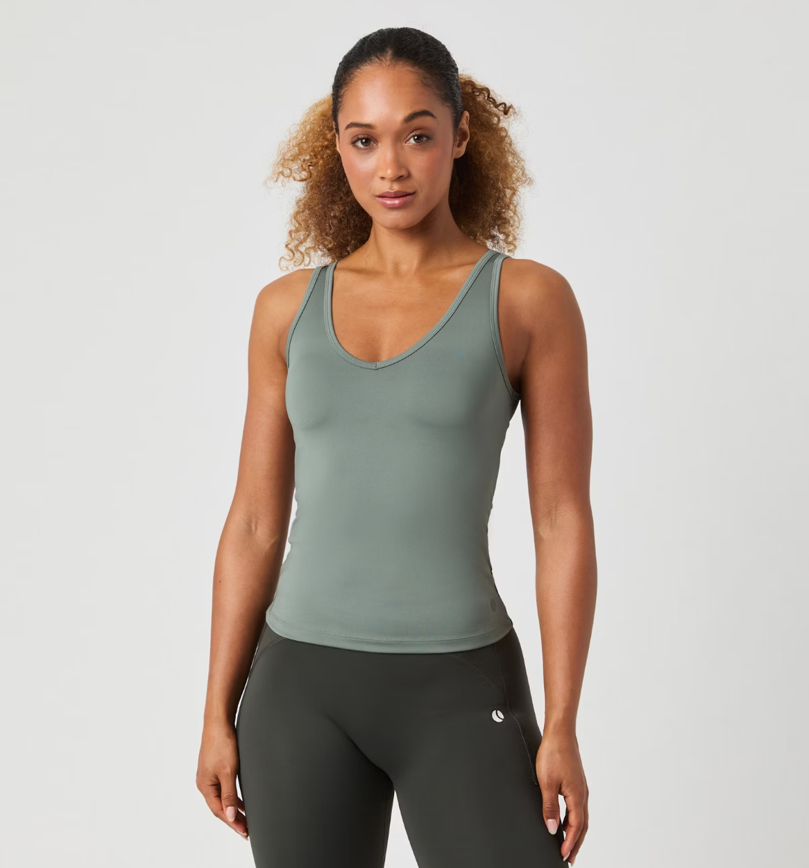 Ace Deep V Neck Tank Top Agave Green