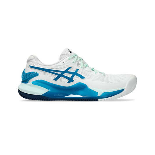 Gel-Resolution 9 Clay Women White/Teal Blue