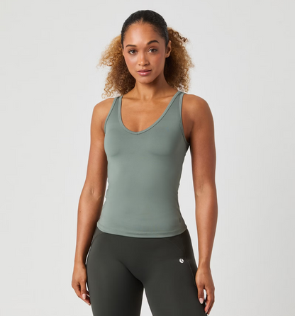Ace Deep V Neck Tank Top Agave Green