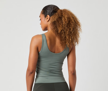 Ace Deep V Neck Tank Top Agave Green